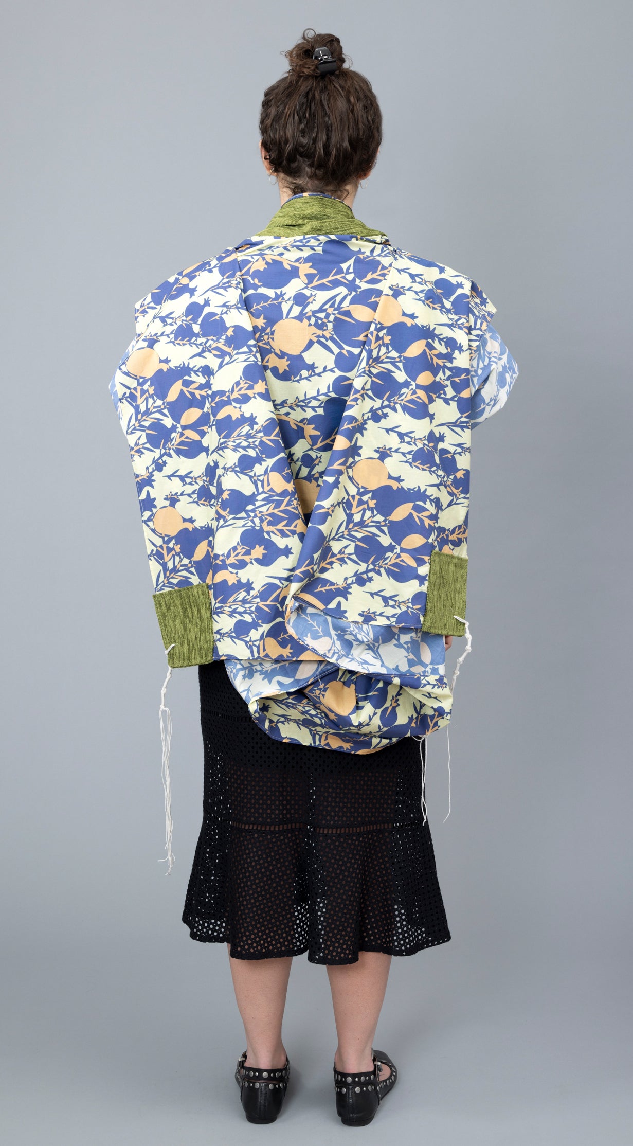 Blue and Green Cotton Pomegranate Tallit Gadol