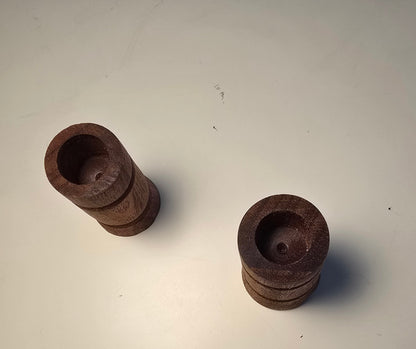 Rough-hewn wooden shabbat candle stick holder